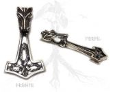 P6 Pingente Prata Mjolnir Lobo Martelo de Thor/ Thor's Hammer Wolf Silver Pendant