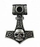 P13 Pingente Prata Mjolnir Caveira Martelo de Thor/ Skull Thor's Hammer Silver Pendant