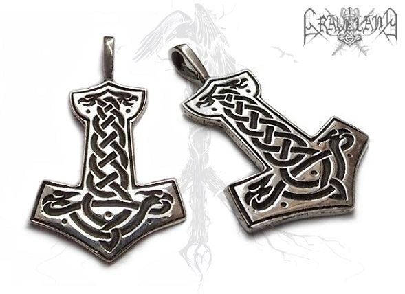 C114 Pingente Prata Graveland Oficial Mjolnir Martelo de Thor / Oficial Graveland Thor`s Hammer