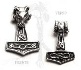 P11 Pingente Prata Mjolnir Bode Martelo de Thor / Thor's Hammer Goat Silver Pendant