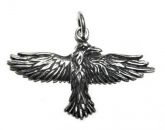 P80 Pingente Corvo Asas Abertas l Raven Wings Silver Pendant