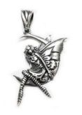 P95 Pingente Prata Fada Lua Crescente / Crescent Moon Fairy Silver Pendant