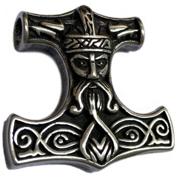 Pingente Mjolnir Nórdico Guerreiro Viking  Aço Cirúrgico | Nordic Viking andt Thor´s Hammer Pendat