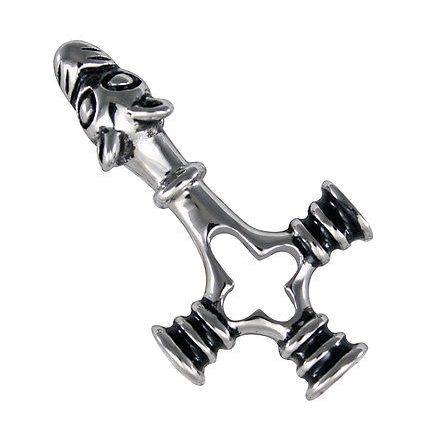 P16 Pingente Prata Mjolnir Lobo Martelo de Thor/ Thor's Hammer Wolf Silver Pendant